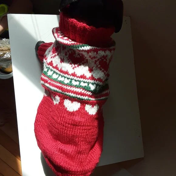 Christmas dog sweater red. For small dogs. - Picture 5 of 7